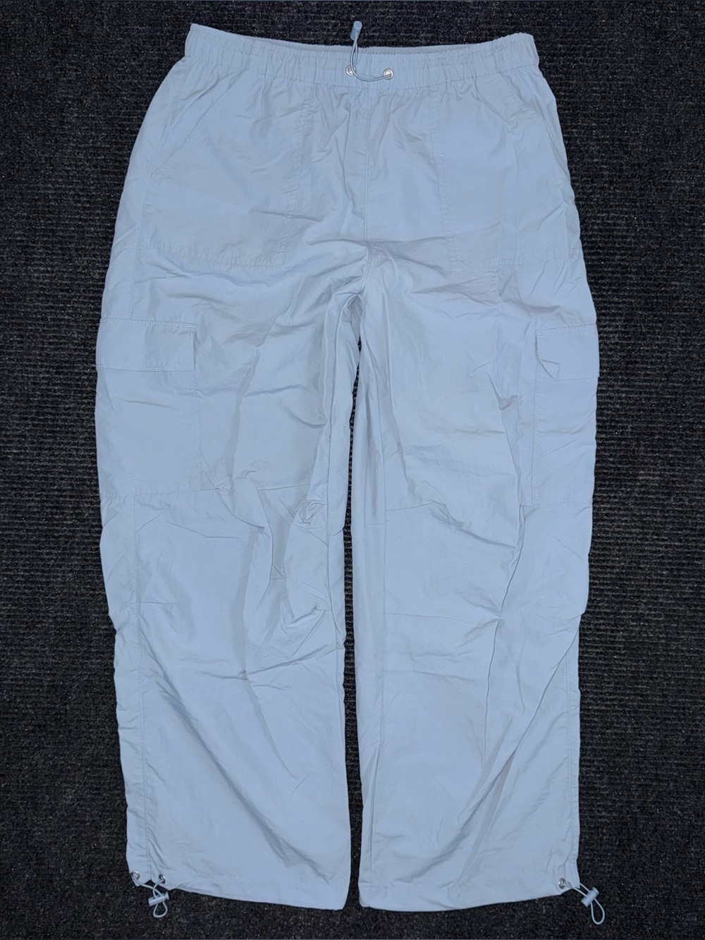 Powder Blue Baggy Cargo Pants Streetwear Parachute Hip Hop Drawstring Rave Sz L